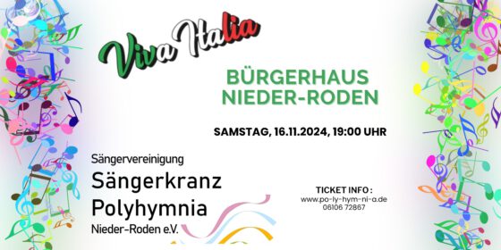 Polyhymnia-Konzert „Viva Italia“ am 16. November